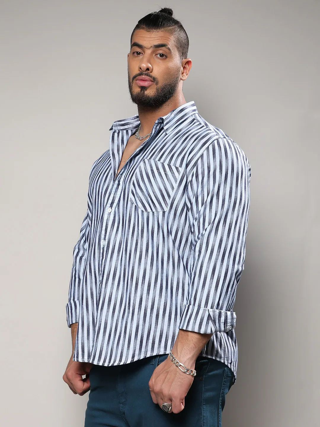 Ombre Stripe Button Up Shirt