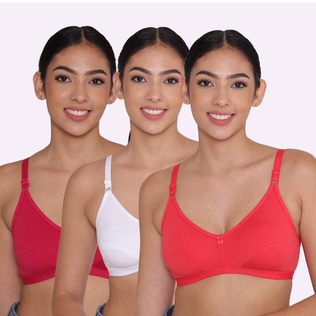 Women's Non Padded Non-Wired Regular Bra-PARIS Combo of 3