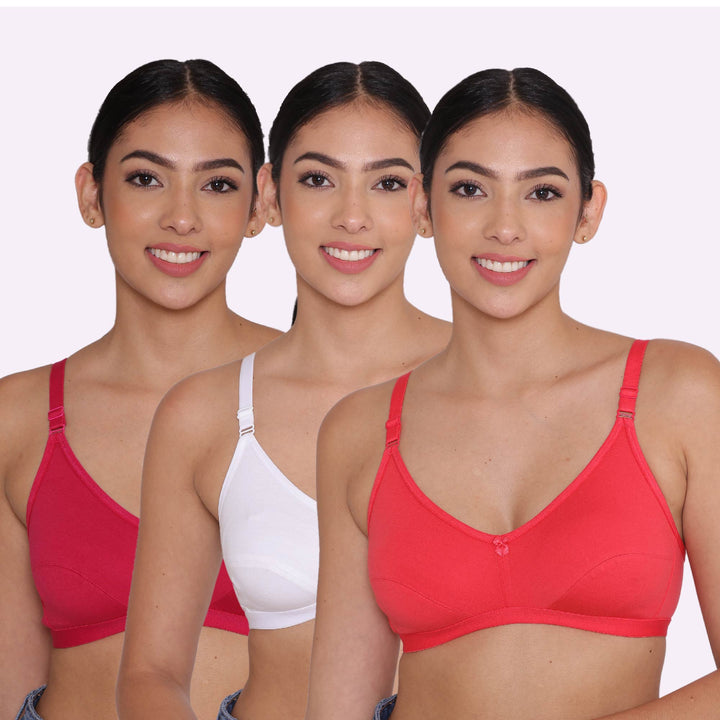 Women's Non Padded Non-Wired Regular Bra-PARIS Combo of 3