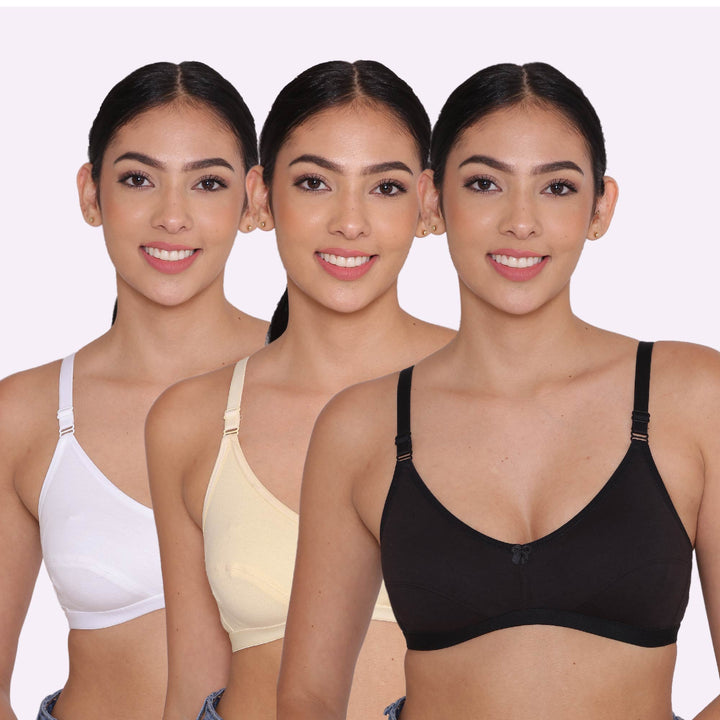 Women's Non Padded Non-Wired Regular Bra-PARIS Combo of 3