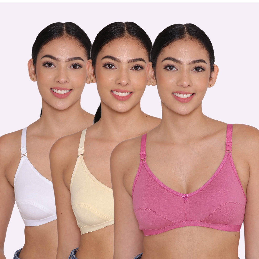Women's Non Padded Non-Wired Regular Bra-PARIS Combo of 3