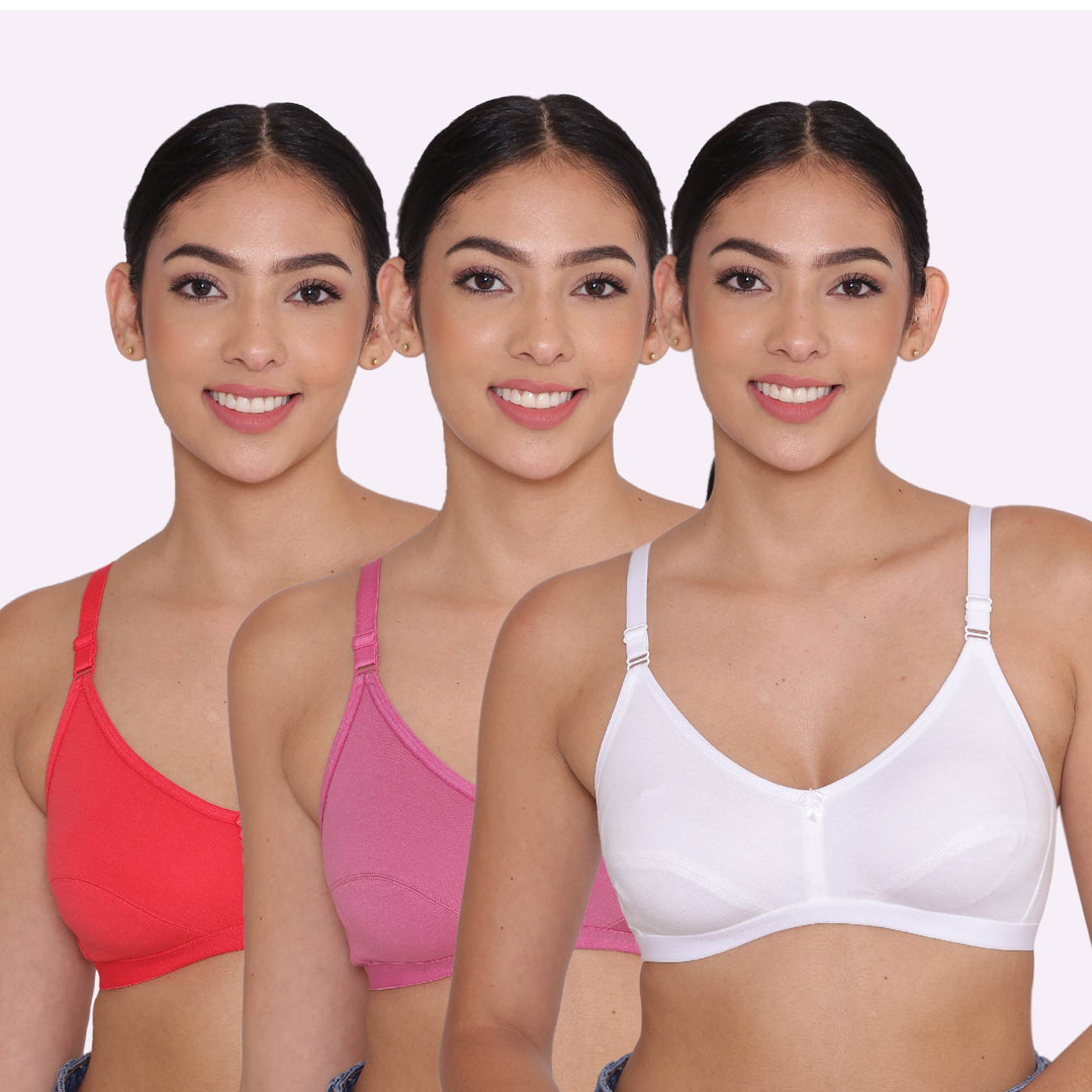 Women's Non Padded Non-Wired Regular Bra-PARIS Combo of 3