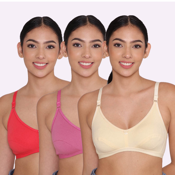 Women's Non Padded Non-Wired Regular Bra-PARIS Combo of 3