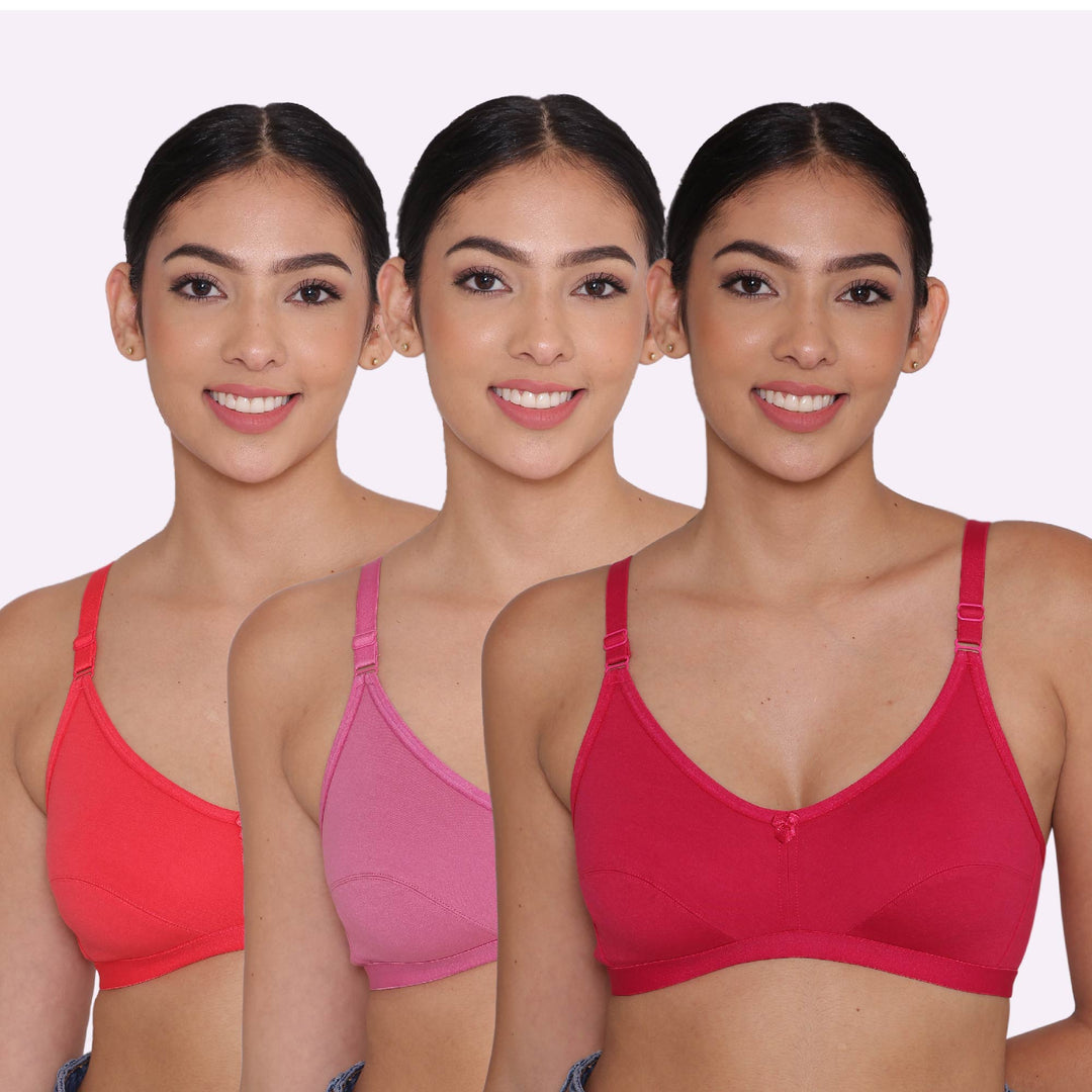 Women's Non Padded Non-Wired Regular Bra-PARIS Combo of 3