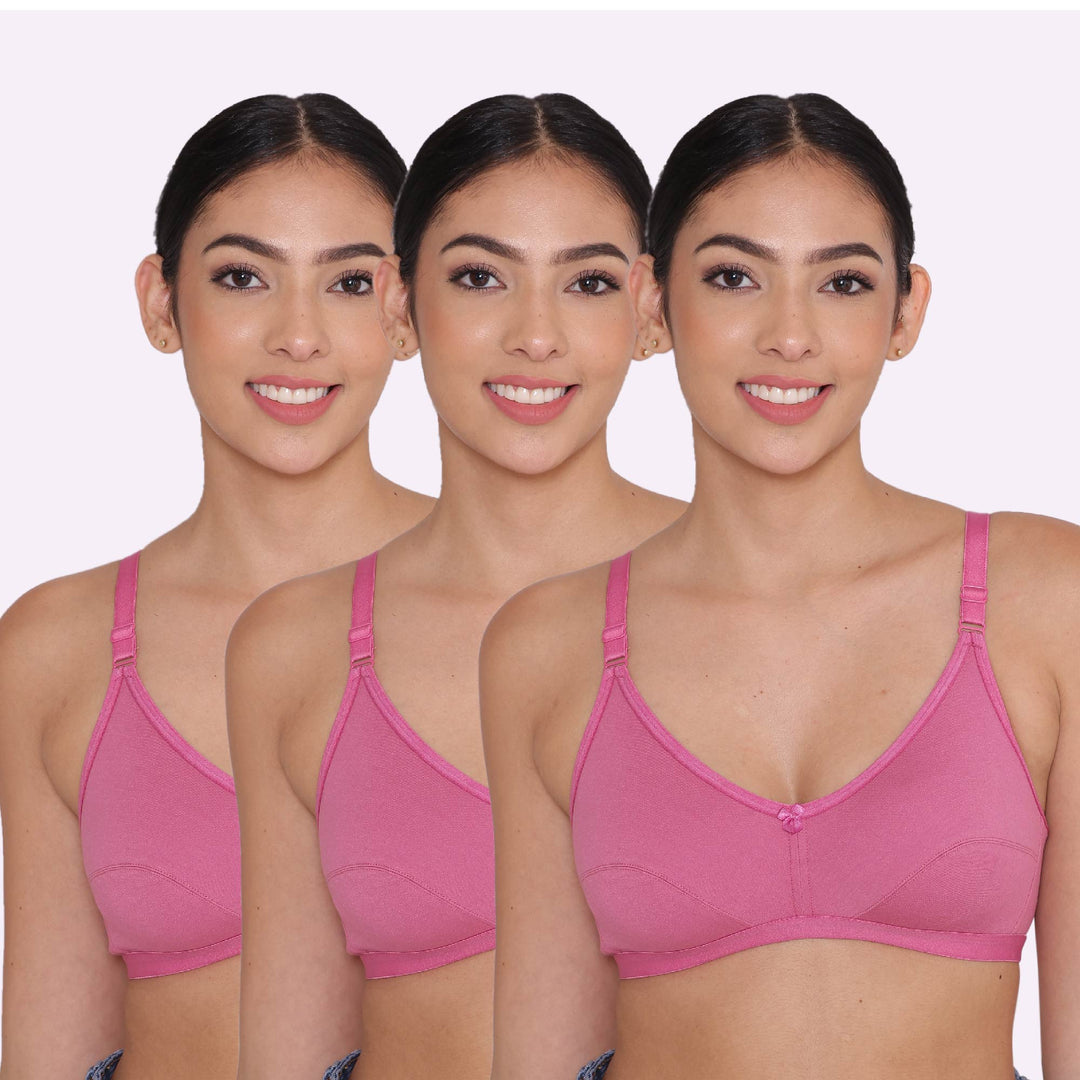 Women's Non Padded Non-Wired Regular Bra-PARIS Combo of 3