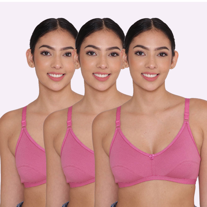 Women's Non Padded Non-Wired Regular Bra-PARIS Combo of 3