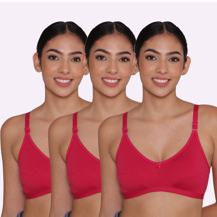 Women's Non Padded Non-Wired Regular Bra-PARIS Combo of 3