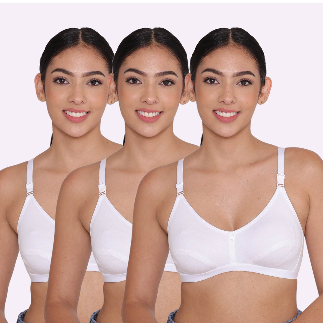 Women's Non Padded Non-Wired Regular Bra-PARIS Combo of 3
