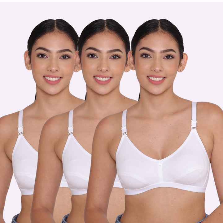 Women's Non Padded Non-Wired Regular Bra-PARIS Combo of 3