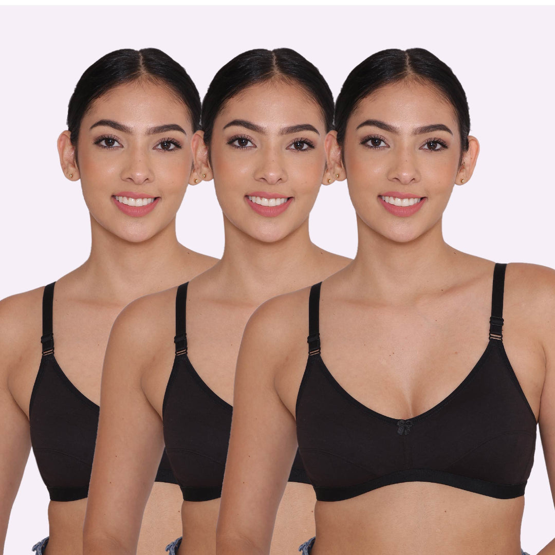 Women's Non Padded Non-Wired Regular Bra-PARIS Combo of 3