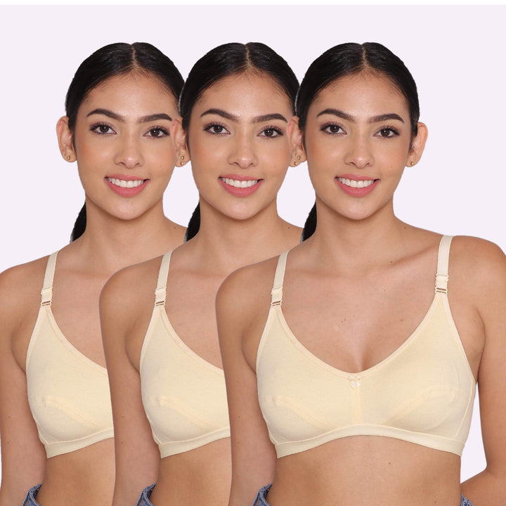 Women's Non Padded Non-Wired Regular Bra-PARIS Combo of 3