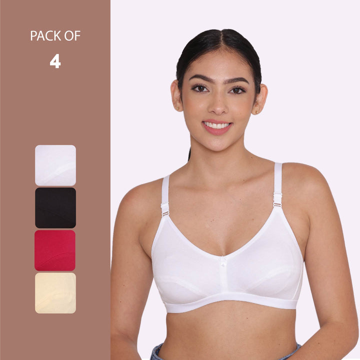 Women's Non Padded Non-Wired Regular Bra-PARIS Combo of 4