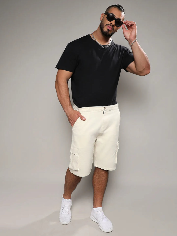 Pale Yellow Cargo Shorts