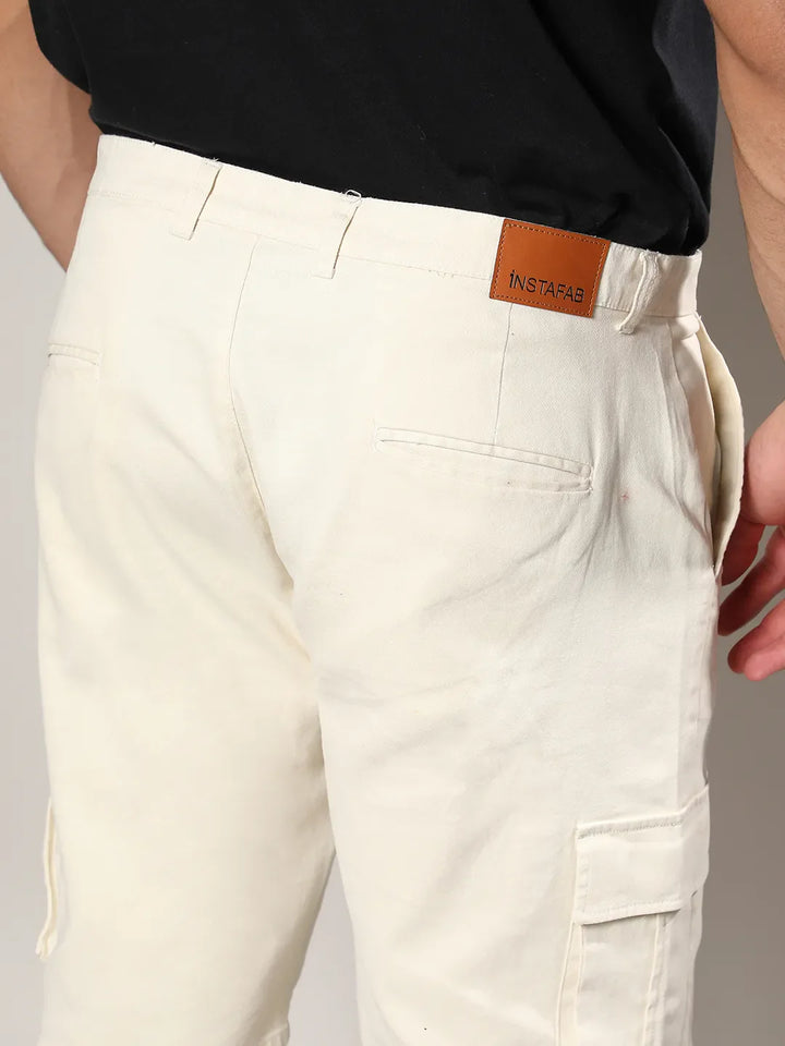 Pale Yellow Cargo Shorts