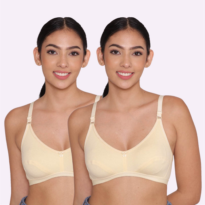 Women's Non Padded Non-Wired Regular Bra-Paris Combo of 2