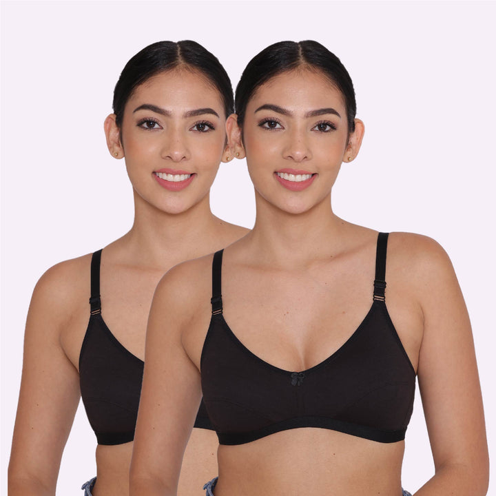 Women's Non Padded Non-Wired Regular Bra-Paris Combo of 2