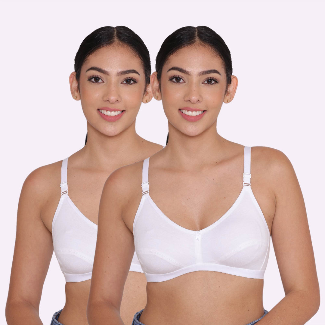 Women's Non Padded Non-Wired Regular Bra-Paris Combo of 2