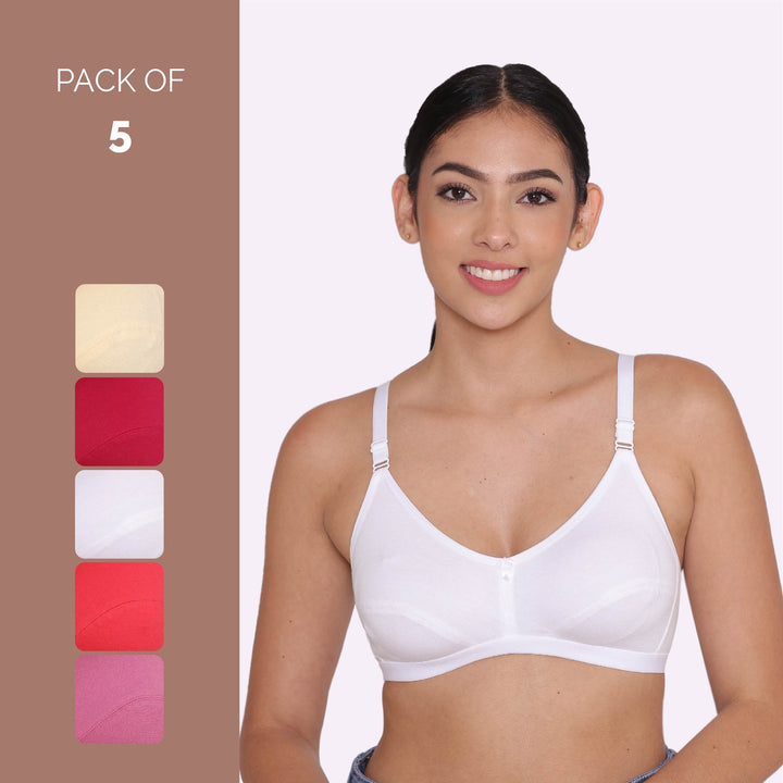 Women's Non Padded Non-Wired Regular Bra-PARIS Combo of 5