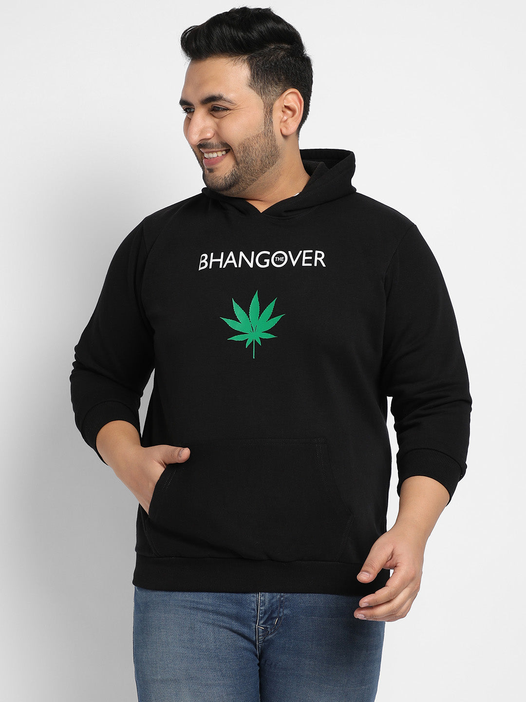 Black Bhangover Hoodie With Kangaroo Pocket