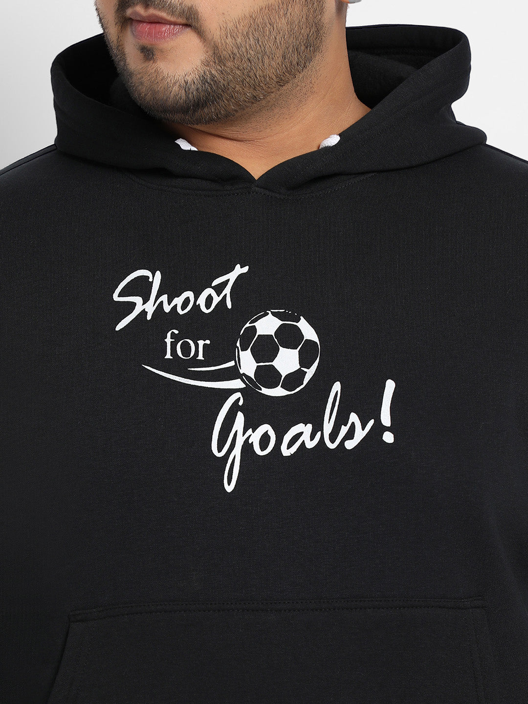 Black Shoot For Goals Hoodie With Kangaroo Pocket
