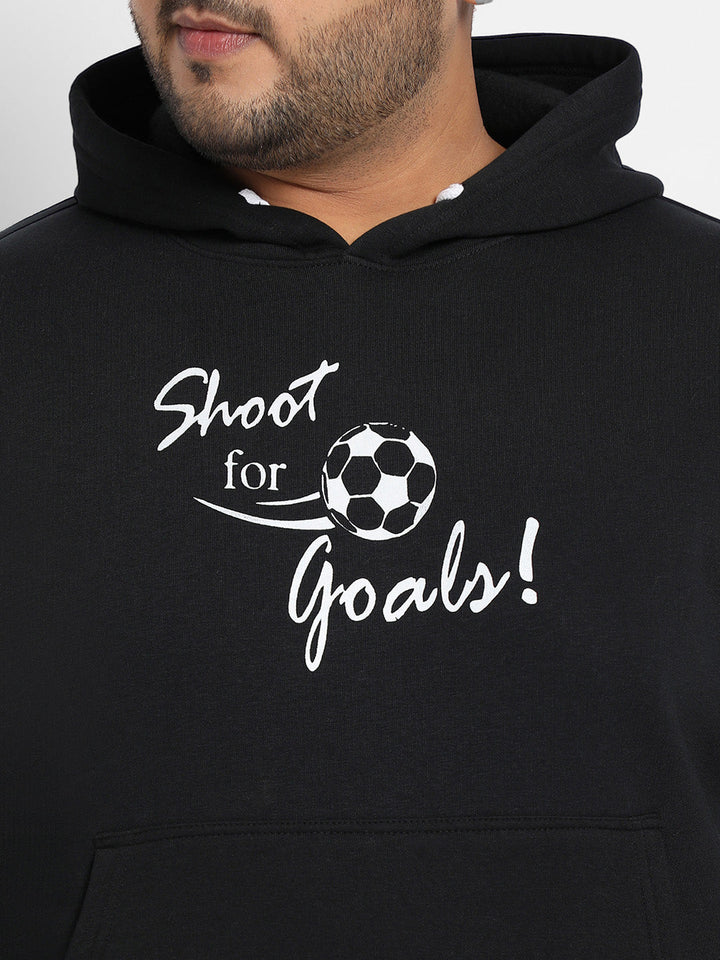 Black Shoot For Goals Hoodie With Kangaroo Pocket