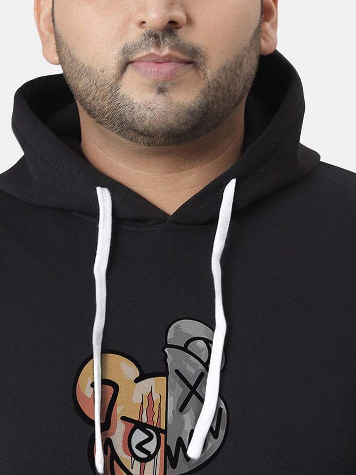 Jet Black Contrast Face Hoodie