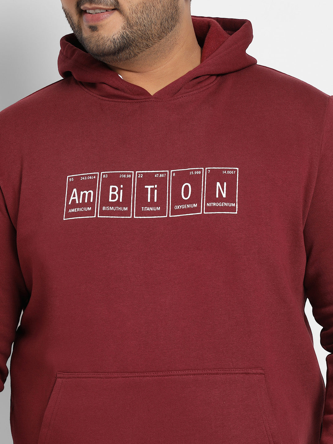 Maroon Red Ambition Hoodie With Kangaroo Pocket