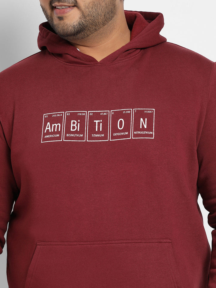 Maroon Red Ambition Hoodie With Kangaroo Pocket