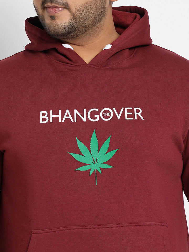 Maroon Red Bhangover Hoodie With Kangaroo Pocket