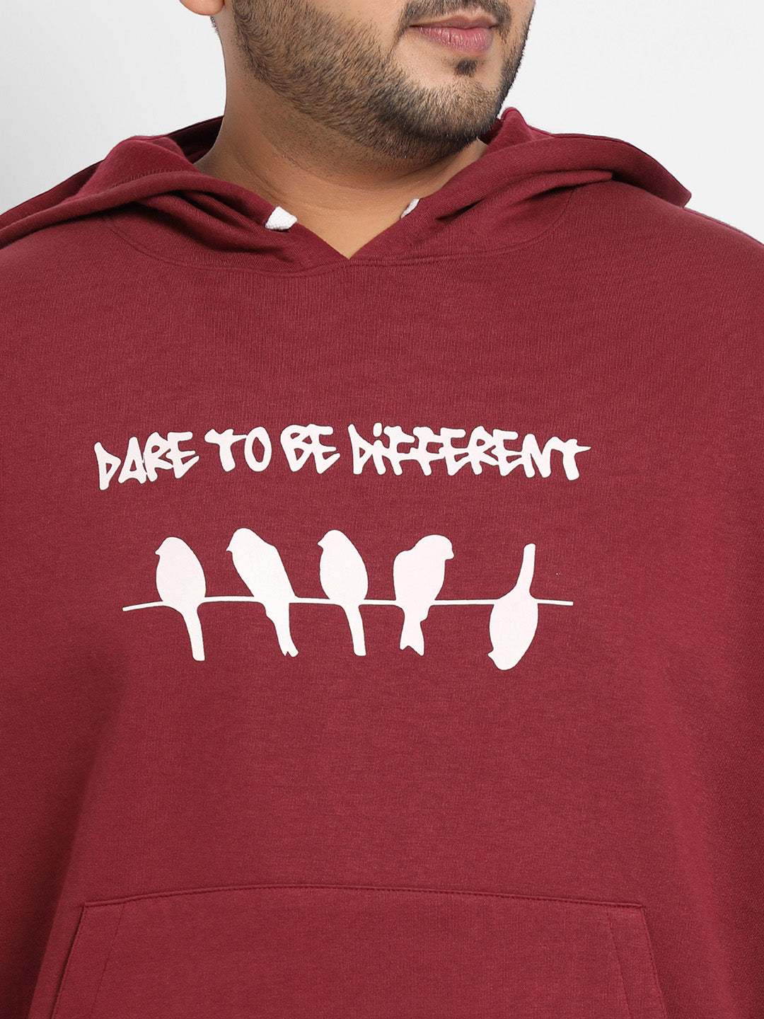 Maroon Red Dare To Be Different Hoodie With Kangaroo Pocket