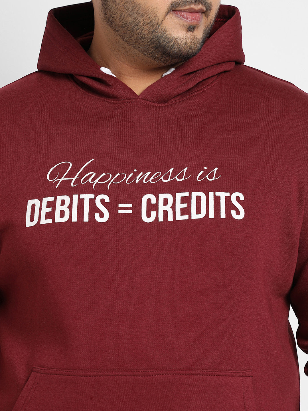 Maroon Red Happiness Is Hoodie With Kangaroo Pocket