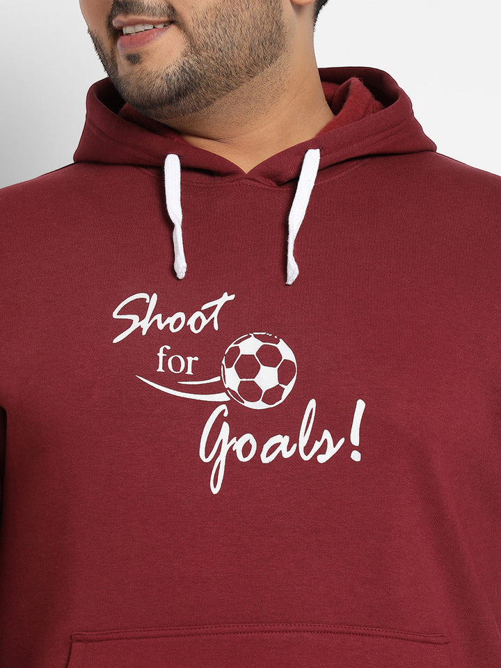 Maroon Red Shoot For Goals Hoodie With Kangaroo Pocket