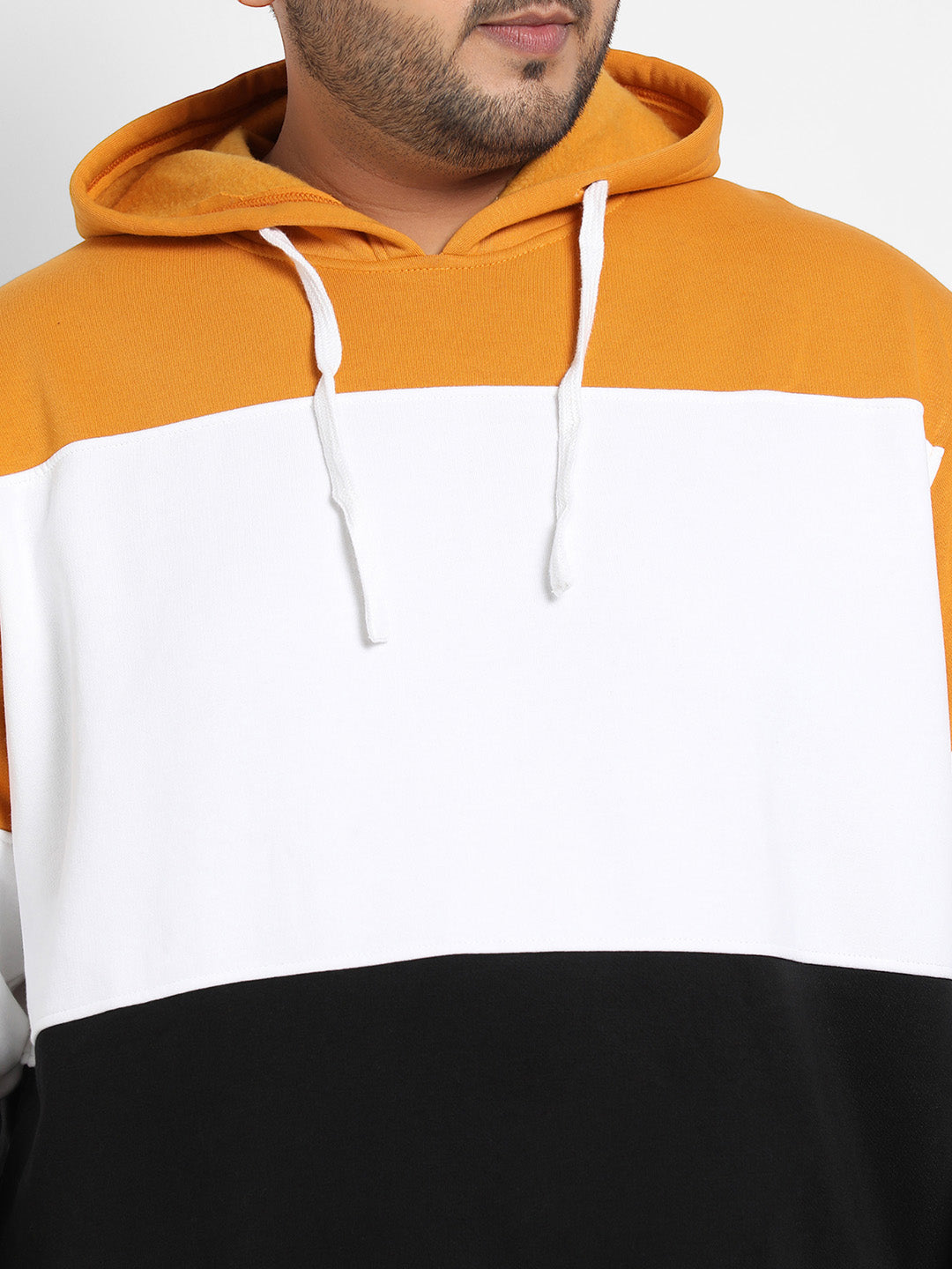 Multicolour Contrast Panel Hoodie With Ribbed Hem