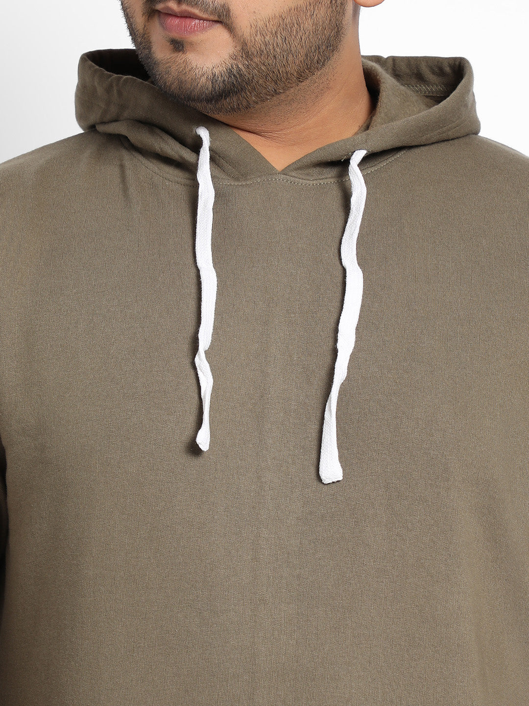 Olive Green Basic Hoodie With Kangaroo Pocket