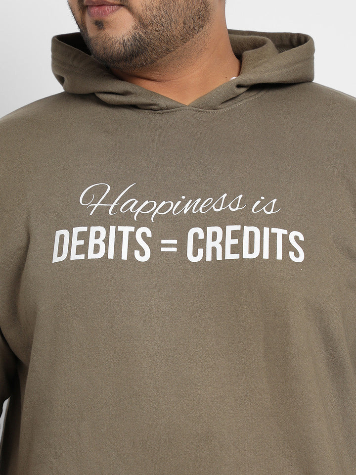 Olive Green Happiness Is Hoodie With Kangaroo Pocket