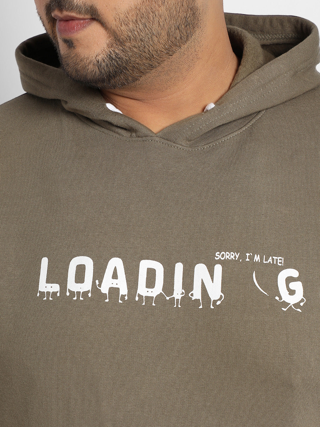 Olive Green Loading Hoodie With Kangaroo Pocket