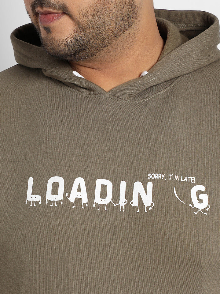 Olive Green Loading Hoodie With Kangaroo Pocket