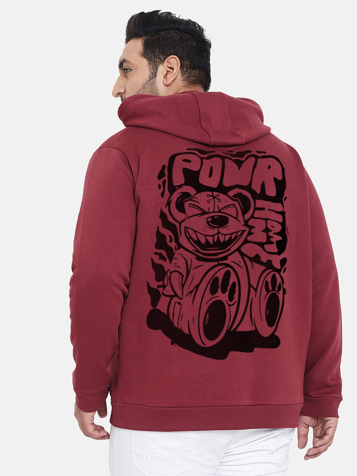 Wine Red Contrast Power Hoodie