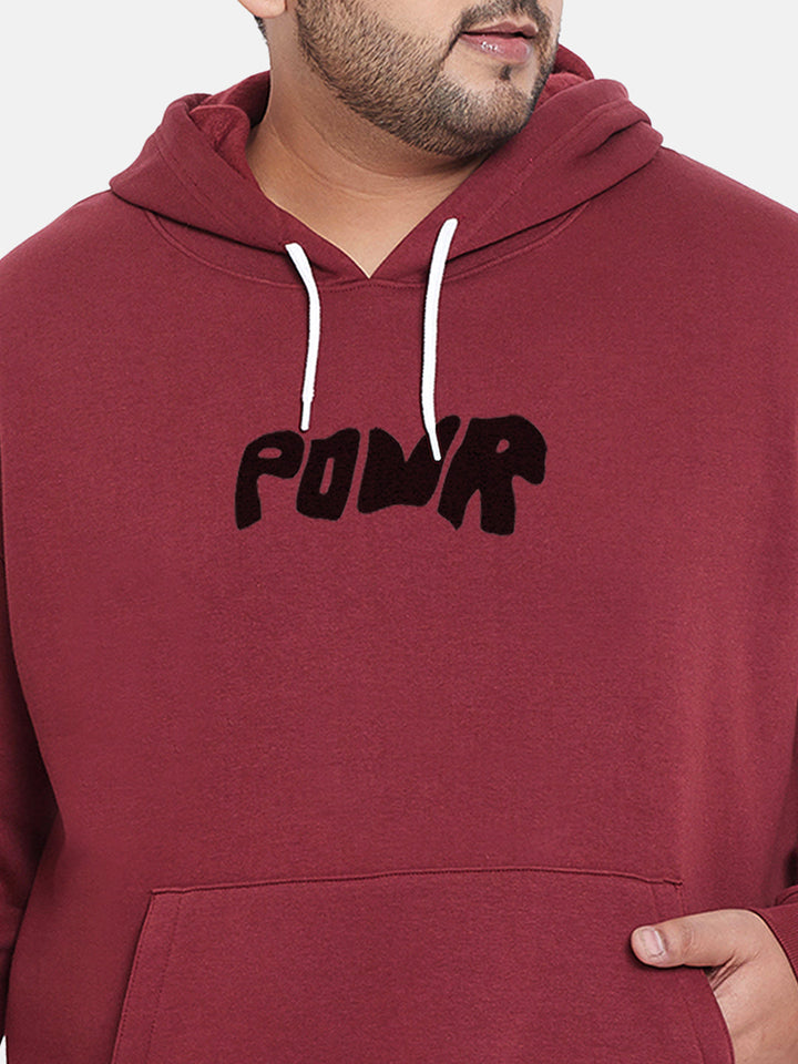 Wine Red Contrast Power Hoodie
