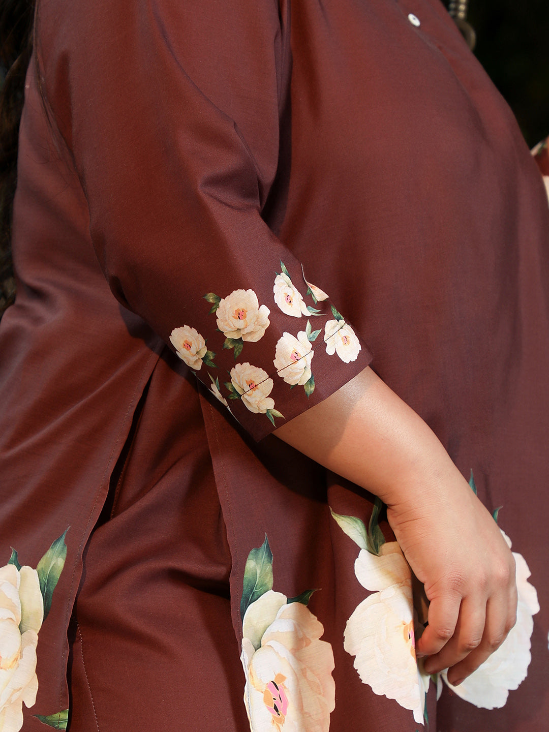 Flared Roses-Imprint Kurta Set
