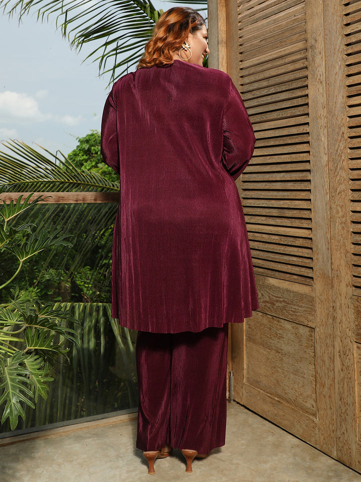 Indie Leaf-Lined Imprint Kurta Set