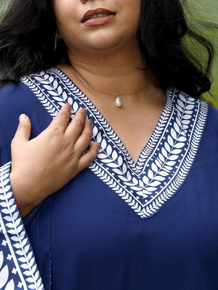 Indie Leaf-Lined Imprint Kurta Set