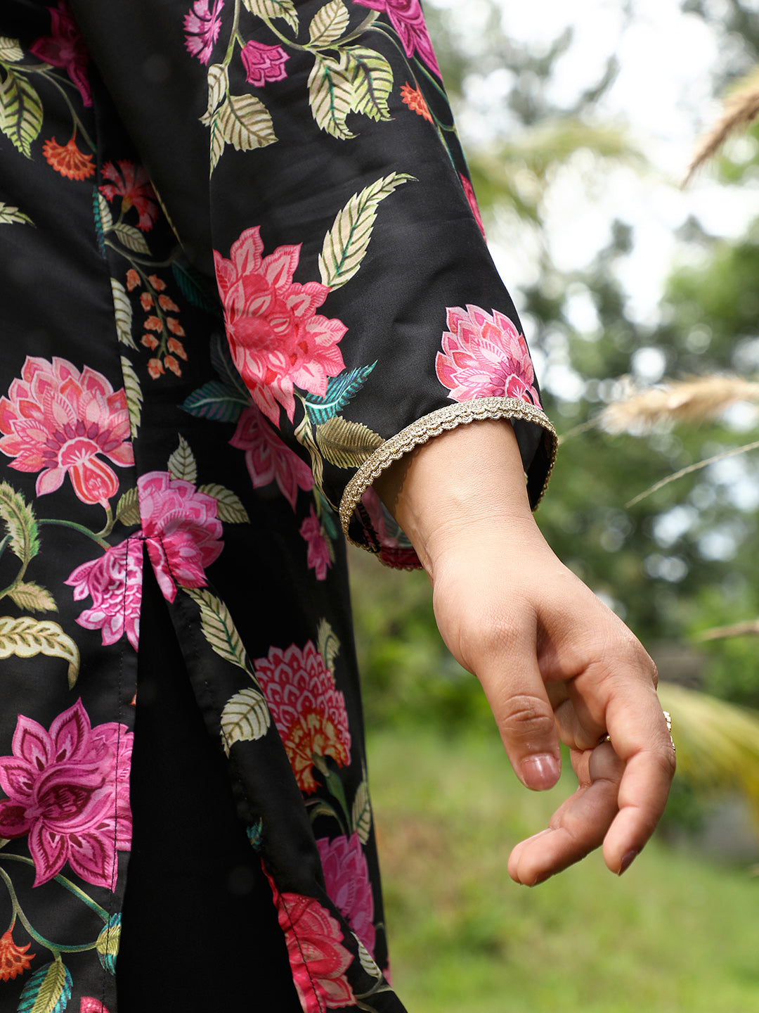 Botanical Cluster Kurti With Sharara & Dupatta