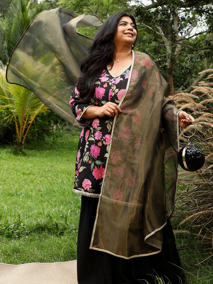 Botanical Cluster Kurti With Sharara & Dupatta