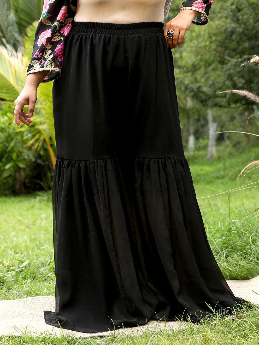 Botanical Cluster Kurti With Sharara & Dupatta