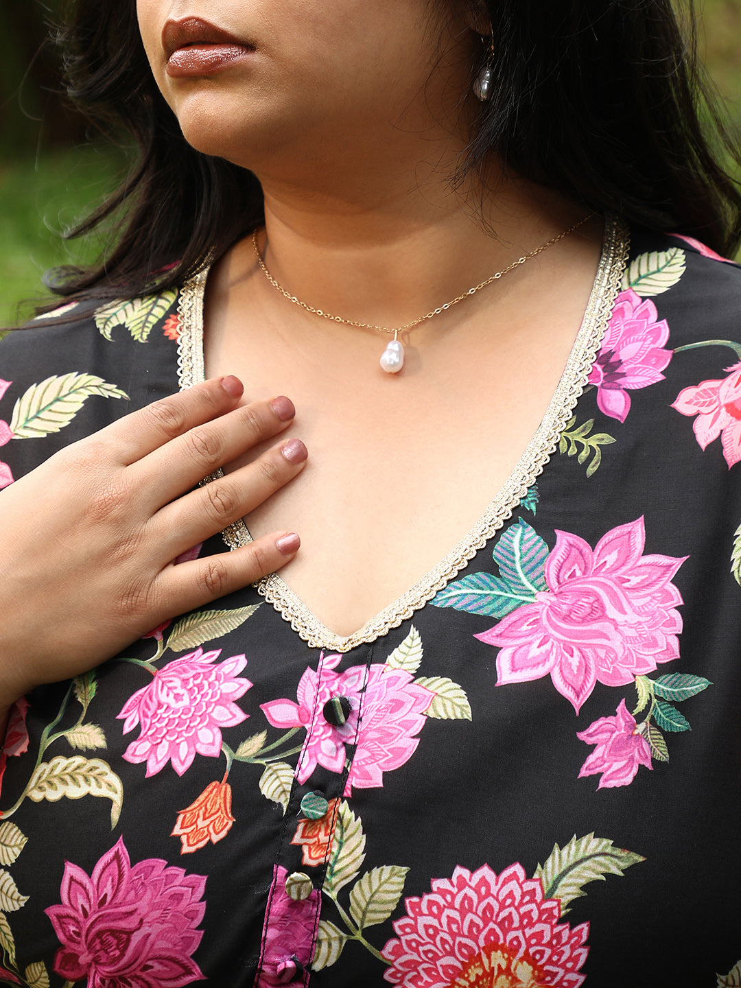 Botanical Cluster Kurti With Sharara & Dupatta