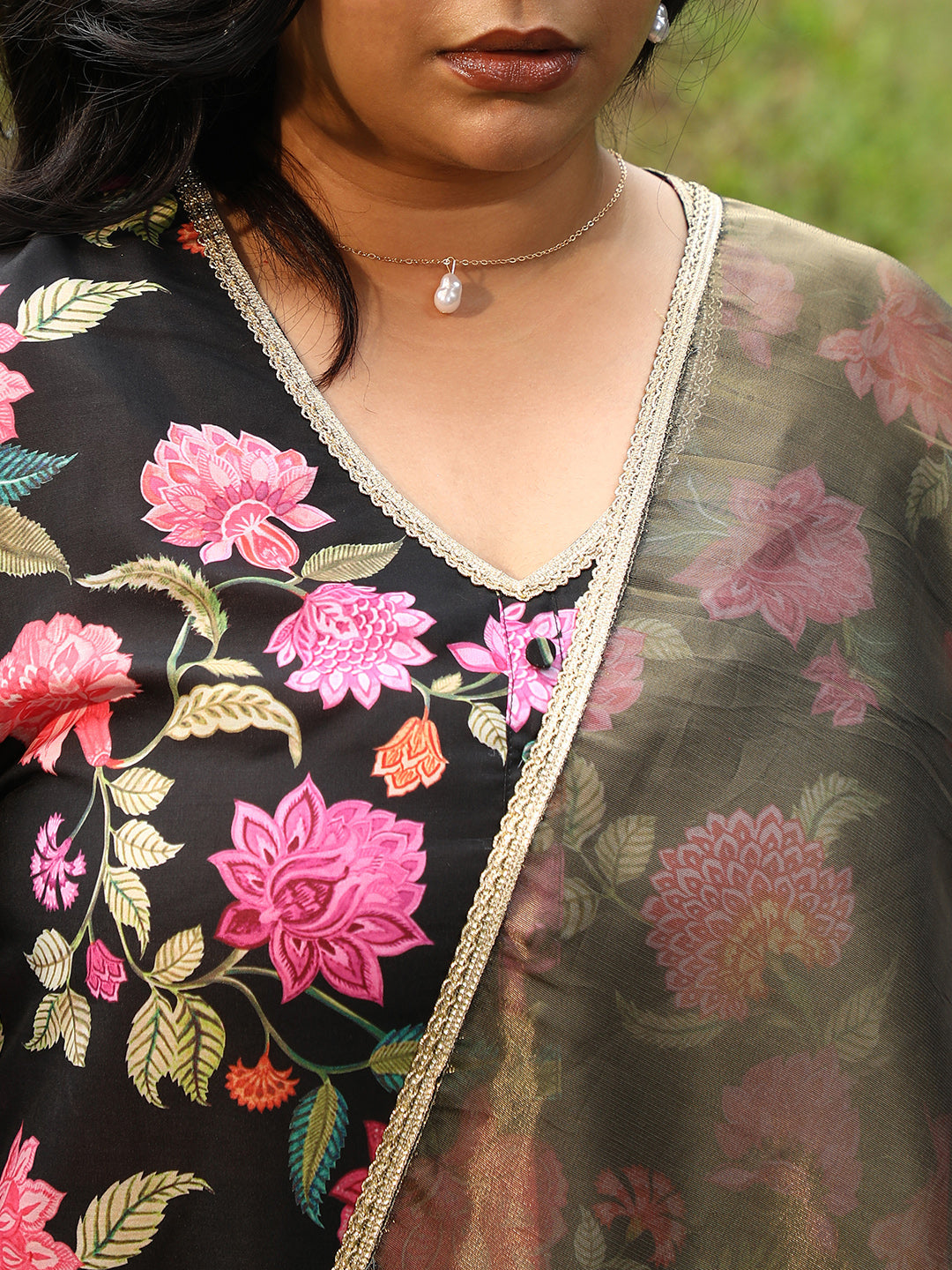 Botanical Cluster Kurti With Sharara & Dupatta