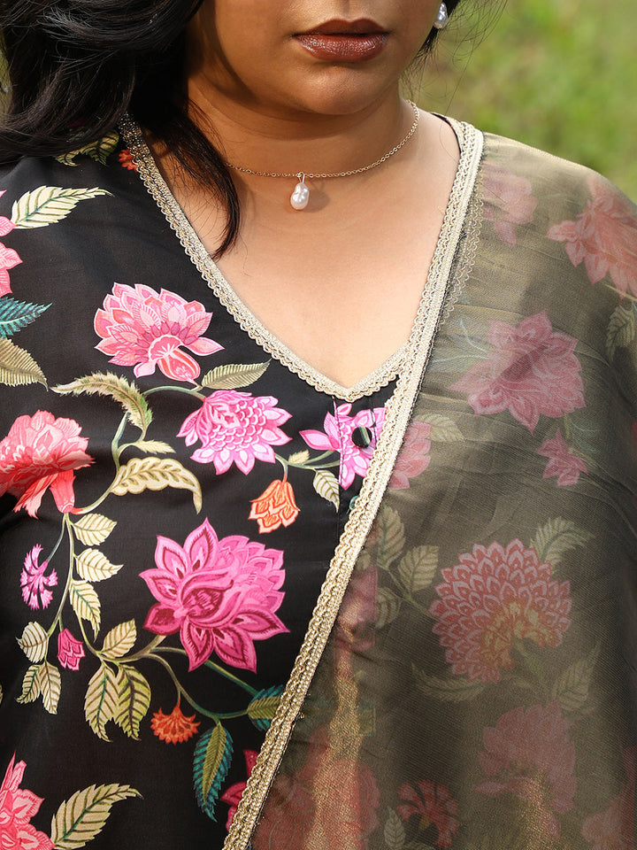 Botanical Cluster Kurti With Sharara & Dupatta