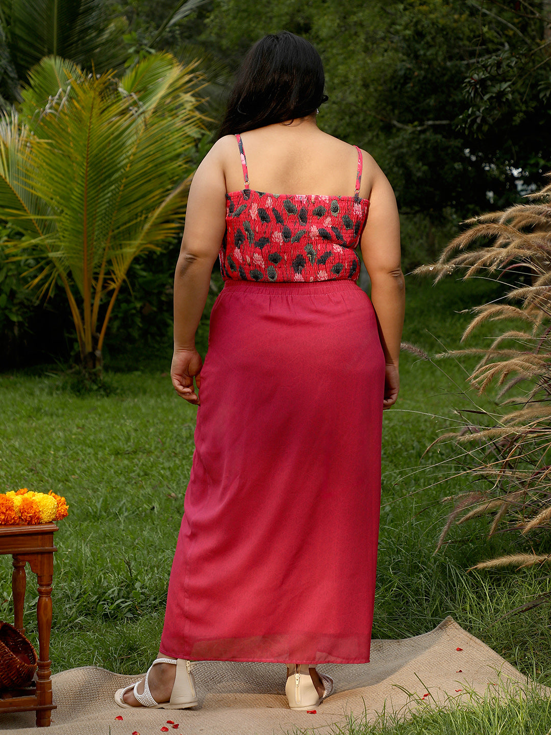Flora-Imprint Draped Co-Ord Set