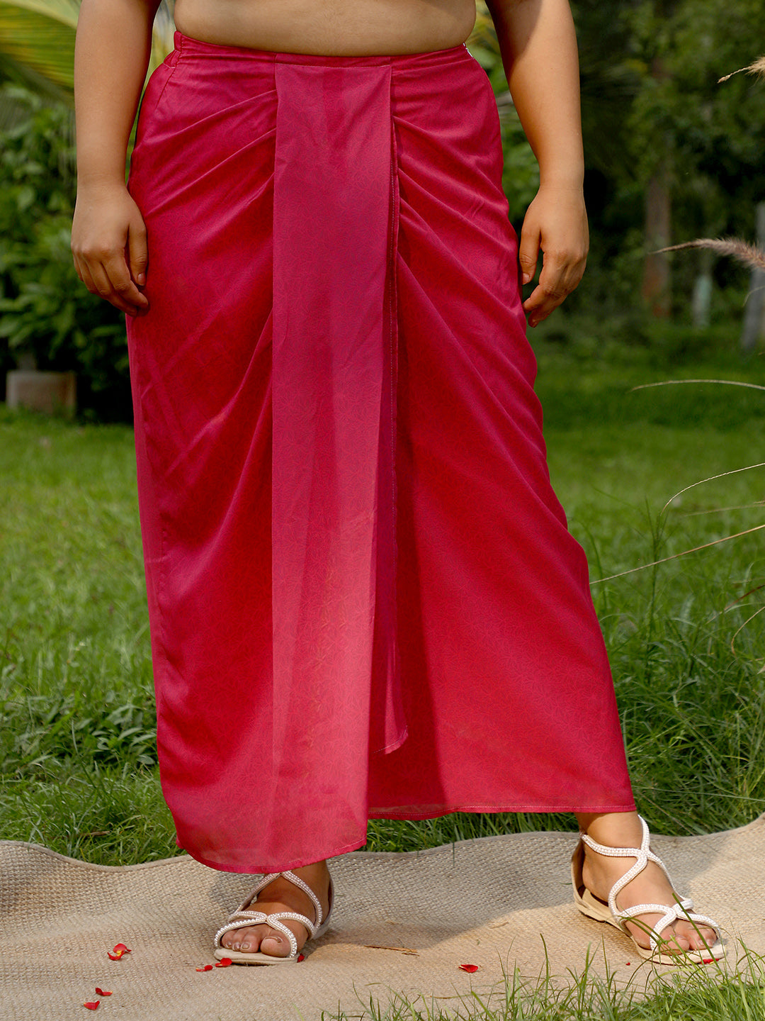 Flora-Imprint Draped Co-Ord Set
